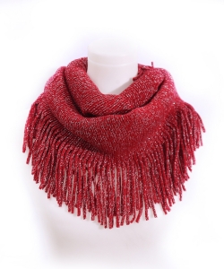 Fringed Knitted Scarf  SF400017 RED